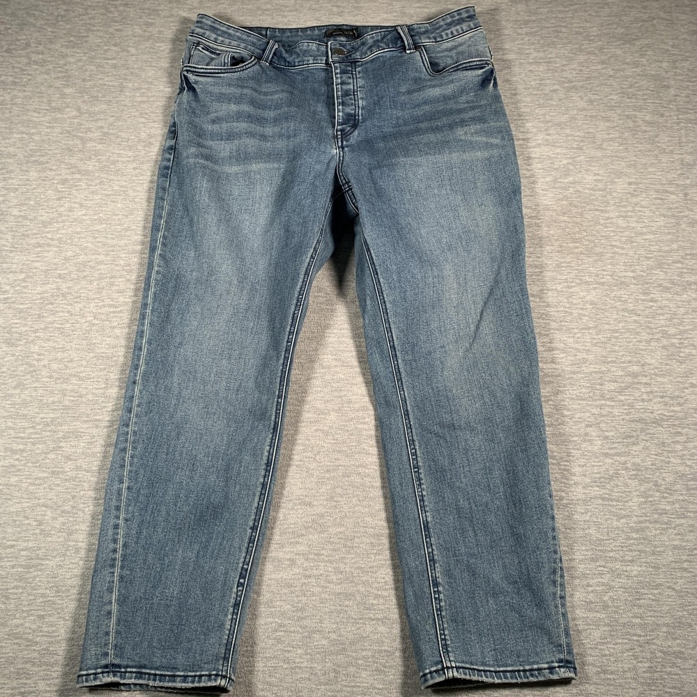 prAna Jeans Womens 14/32 Blue Stretch Denim Straight Leg Mid Rise Organic Cotton